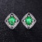 14k Gold 2.57 Ctw Vivid Green Natural Emerald & Diamond Earrings