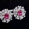 14k Gold 1.17 Ct Natural Padparadscha Sapphire & Sapphire Earrings