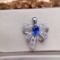 14k Gold 1.68 Ctw Vivid Blue Natural Sapphire & Diamond Pendant