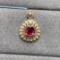 14k Gold 1.10 Ctw Natural Tourmaline & Diamond Pendant