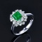 14k Gold 1.34 Ctw Vivid Green Natural Emerald & Diamond Ring