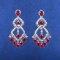 14k Gold 4.62 Ctw Natural Ruby & Diamond Earrings
