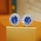 14k Gold 1.57 Ctw Natural Sapphire & Diamond Earrings