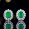 14k Gold 2.59 Ctw Natural Emerald & Diamond Earrings