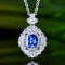 14k Gold 0.83 Ctw Vivid Blue Natural Sapphire & Diamond Pendant