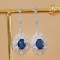 14k Gold 2.96 Ctw Vivid Blue Natural Sapphire & Diamond Earrings