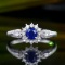 14k Gold 0.88 Ctw Natural Sapphire & Diamond Ring