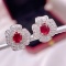 14k Gold 1.29 Ctw Natural Ruby & Diamond Earrings