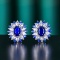 14k Gold 3.12 Ctw Vivid Blue Natural Sapphire & Sapphire Earrings