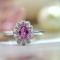 14k Gold 0.74 Ctw Natural Padparadscha Sapphire & Diamond Ring