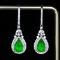 14k Gold 3.39 Ctw Vivid Green Natural Emerald & Diamond Earrings