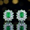 14k Gold 1.82 Ctw Vivid Green Natural Emerald & Diamond Earrings