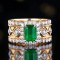 14k Gold 1.84 Ctw Vivid Green Natural Emerald & Diamond Ring