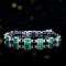 14k Gold 2.55 Ctw Vivid Green Natural Emerald & Diamond Bracelet
