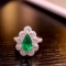 14k Gold 1.8 Ct Vivid Green Natural Emerald & Diamond Ring/pendant