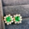 14k Gold 0.93 Ctw Vivid Green Natural Emerald & Diamond Earrings