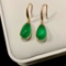 14k Gold 7.46 Ct Vivid Green Natural Emerald Earrings