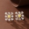 14k Gold 1.36 Ctw Natural Yellow Diamond & Diamond Earrings