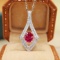 14k Gold 0.91 Ctw Natural Ruby & Diamond Pendant