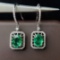 14k Gold 2.44 Ctw Vivid Green Natural Emerald & Diamond Earrings