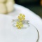 14k Gold 1.30 Ctw Natural Yellow Diamond & Diamond Ring