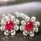 14k Gold 1.40 Ctw Natural Ruby & Diamond Earrings