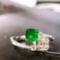 14k Gold 0.78 Ctw Vivid Green Natural Emerald & Diamond Ring
