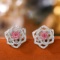 14k Gold 0.80 Ctw Natural Pink Diamond & Diamond Earrings