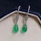 14k Gold 7.03 Ctw Vivid Green Natural Emerald & Diamond Earrings