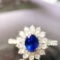 14k Gold 1.30 Ctw Vivid Blue Natural Sapphire & Diamond Ring
