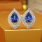 14k Gold 1.06 Ctw Natural Sapphire & Diamond Earrings