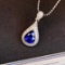 14k Gold 0.84 Ctw Vivid Blue Natural Sapphire & Diamond Pendant