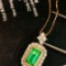 14k Gold 1.00 Ctw Vivid Green Natural Emerald & Diamond Necklace