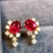 14k Gold 0.90 Ctw Natural Ruby & Diamond Earrings