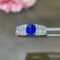 14k Gold 2.98 Ctw Vivid Blue Natural Sapphire & Diamond Ring