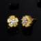 14k Gold 1.22 Ctw Natural Yellow Diamond & Diamond Earrings