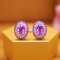 14k Gold 1.51 Ctw Natural Padparadscha Sapphire & Diamond Earrings