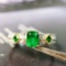 14k Gold 0.50 Ctw Vivid Green Natural Emerald & Diamond Ring