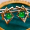 14k Gold 1.31 Ctw Vivid Green Natural Emerald & Diamond Earrings