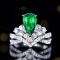 14k Gold 2.33 Ctw Vivid Green Natural Emerald & Diamond Ring