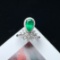14k Gold 1.40 Ct Vivid Green Natural Emerald & Diamond Ring