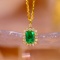 14k Gold 1.67 Ctw Vivid Green Natural Emerald & Diamond Necklace