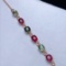 14k Gold 7.85 Ct Natural Tourmaline & Diamond Bracelet