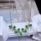 14k Gold 3.50 Ct Vivid Green Natural Emerald & Diamond Necklace