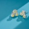 14k Gold 1.01 Ctw Natural Yellow Diamond & Diamond Earrings