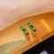 14k Gold 1.30 Ct Vivid Green Natural Emerald & Diamond Earrings