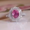 14k Gold 2.71 Ctw Natural Padparadscha Sapphire & Diamond Ring
