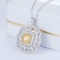 14k Gold 2.93 Ctw Natural Yellow Diamond & Diamond Pendant
