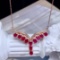 14k Gold 3.05 Ct Vivid Red Natural Ruby & Diamond Necklace