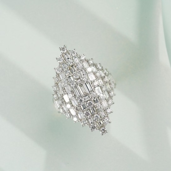 14k Gold 4.08 Ctw Natural H Diamond Ring